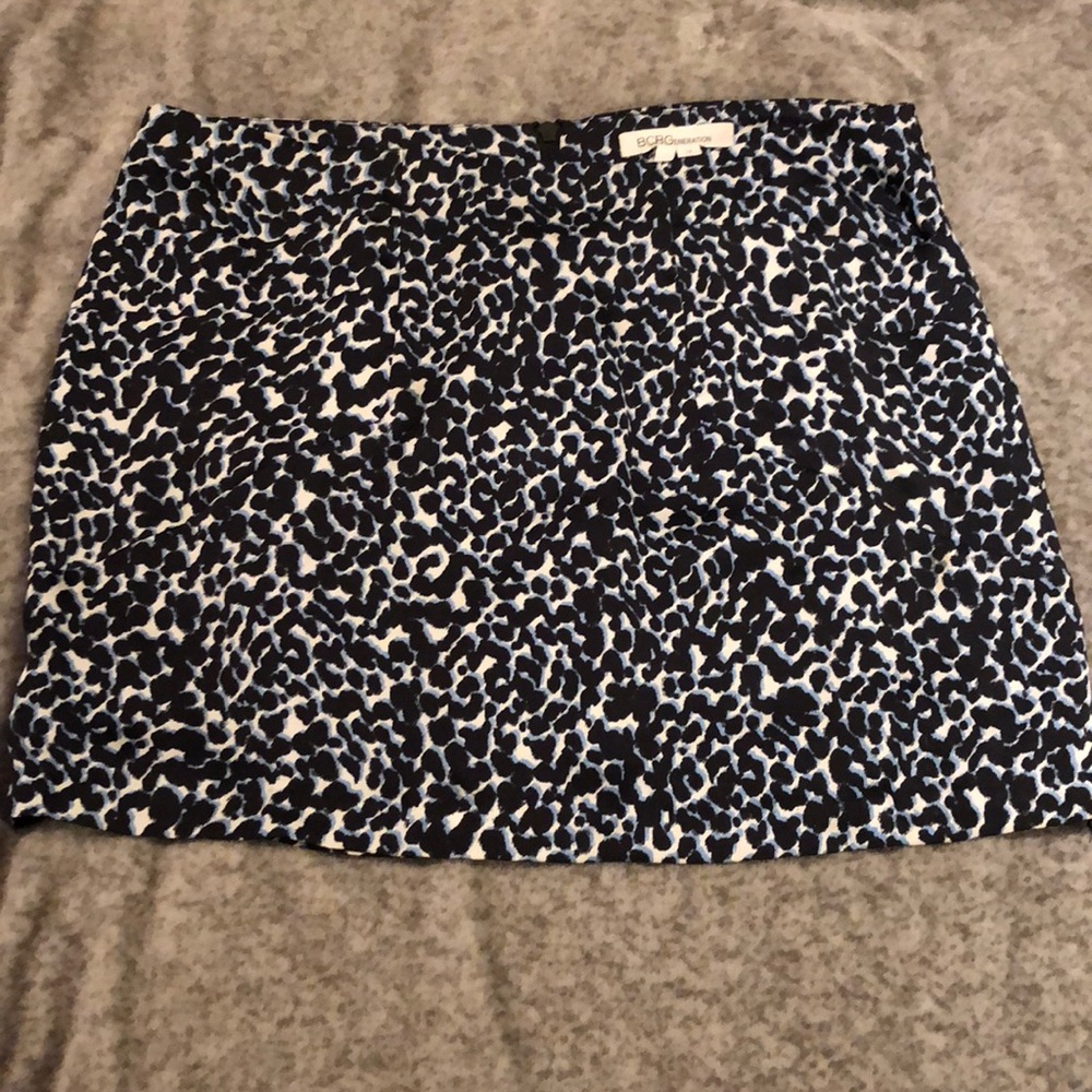 Blue & Black Leopard Mini Skirt